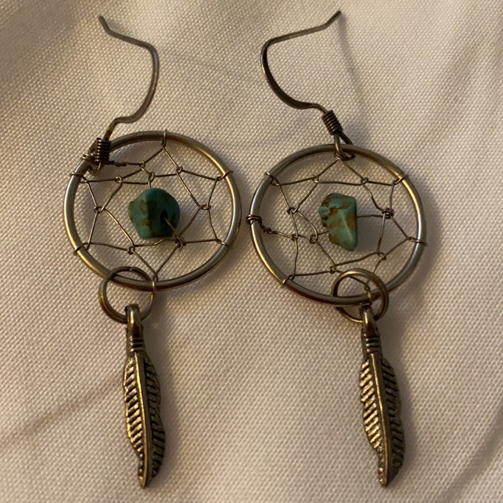 Sterling Silver Turquoise Stone Navajo Earrings